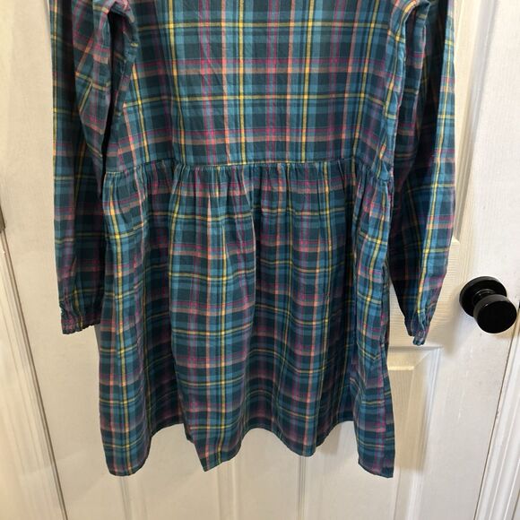 Cat & Jack Girls XXL 18 Plaid Button Front Long Sleeve Dress Blue Green NWT - Picture 11 of 16